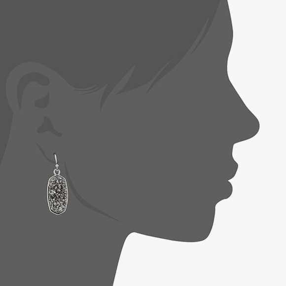 Kendra Scott Danay Iridescent Crystalized Drusy Drop Silvery Rhodium Earrings - Picture 2 of 10